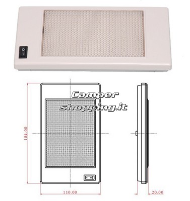 CamperShopping.it Plafoniera  bianca rettangolare con  48 led e interruttore a 3 posizioni Per interno a led