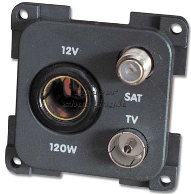 CBE Presa 12v grigia  standard con attacco tv e sat Presa da incasso